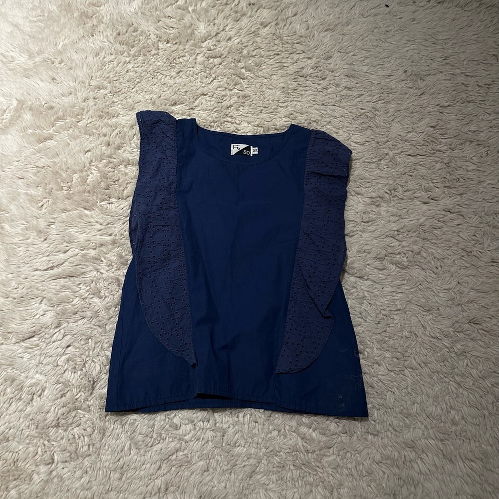 If So Navy Blue Sleeveless Lace Tank XS Buy Now